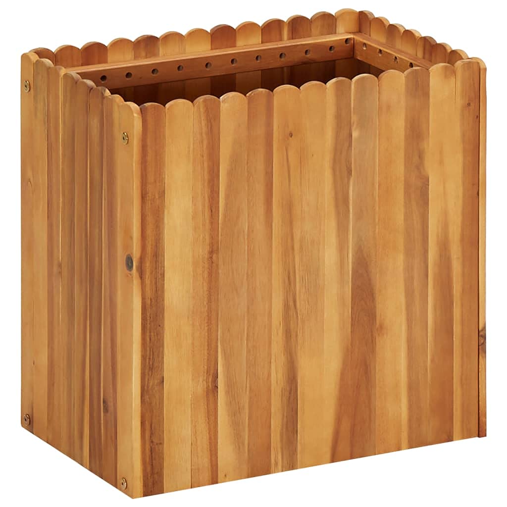Garten-Hochbeet 50x30x50 cm aus massivem Akazienholz geölt, rustikales Pflanzkübel Design mit Lattendesign, wetterfestes Pflanzgefäße für Balkon Terrasse und kleine Flächen