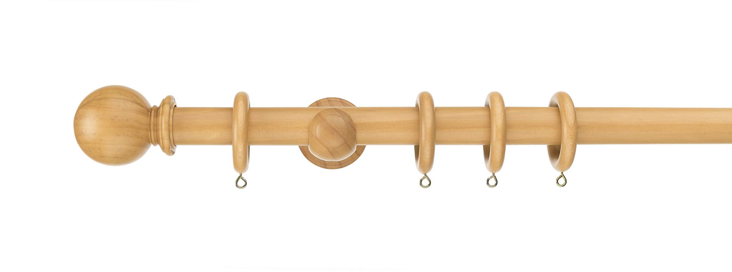 ABC Decor 28mm Wooden curtain pole set, Trade Pole Wood Pole Ball Finials (Natural Oak, 360 cm)