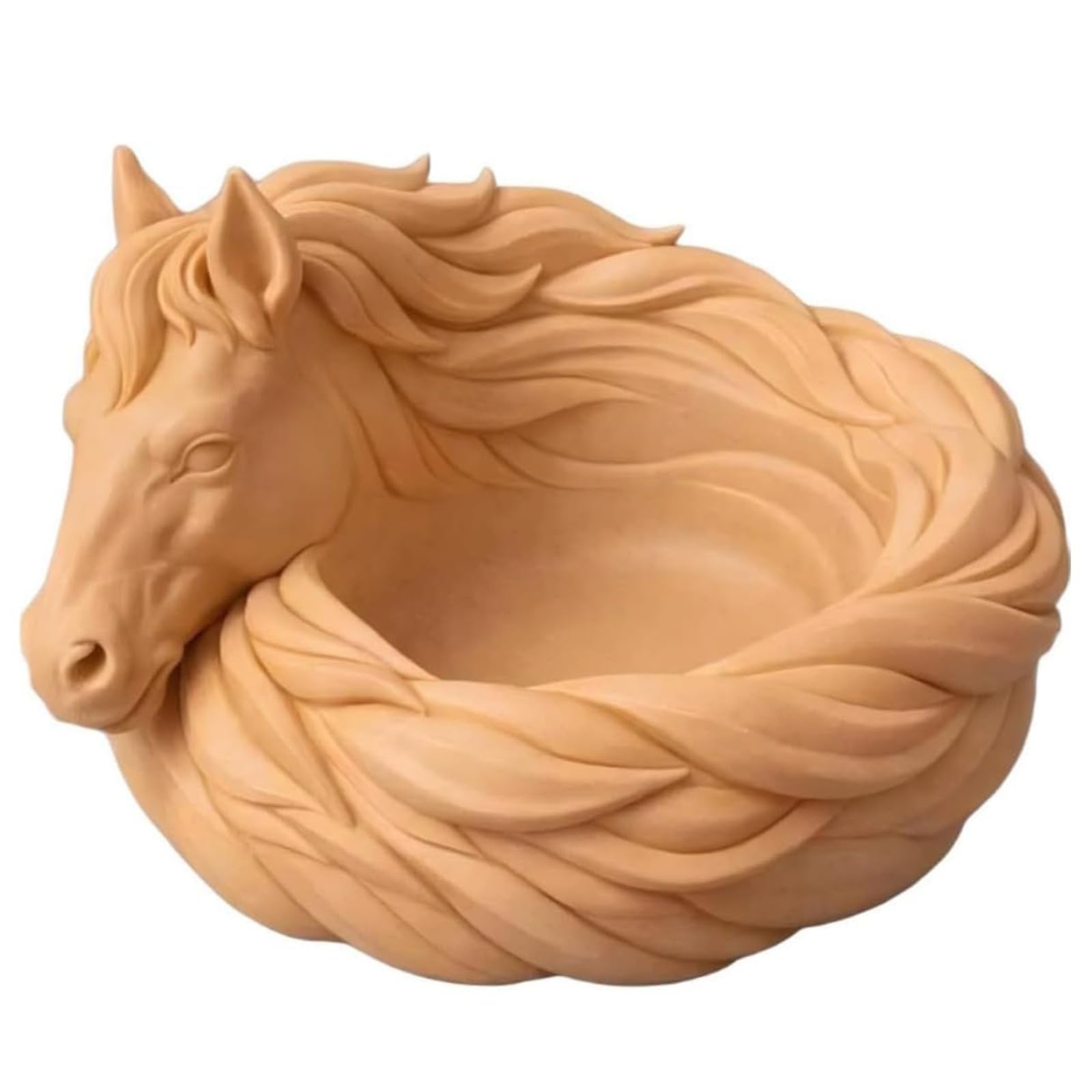 Catchall Tray Bowl Elegant Horse Head Sculpture Decorative Horse Bowl Entryway Table Dresser Horse Jewelry Trinket Tray for Keys Jewelry Coins (caramel)