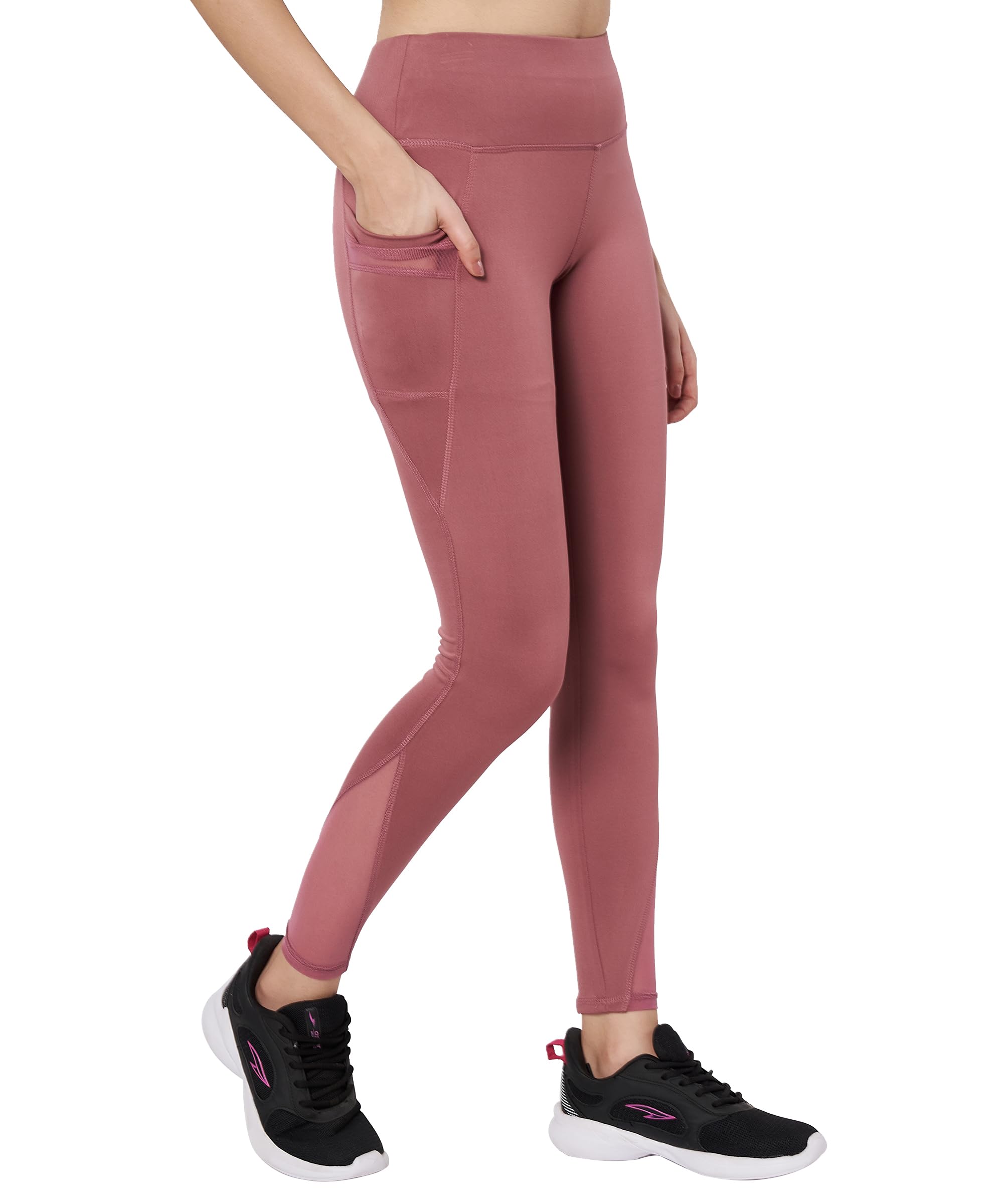 mehrang Gym wear Mesh Leggings Workout Pants with Side Pockets/Stretchable Tights/Highwaist Sports Fitness Yoga Track Pants for Women & Girls Yogapants Leggings for Gym-picture-22