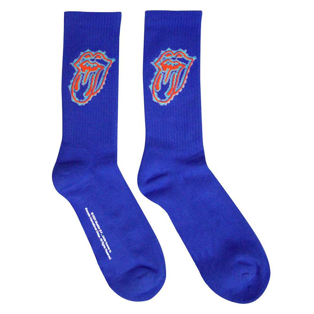 Rock Off Officially Licensed Products Men's Blue The Rolling Stones Doodle Tongue Ankle Socks One Size