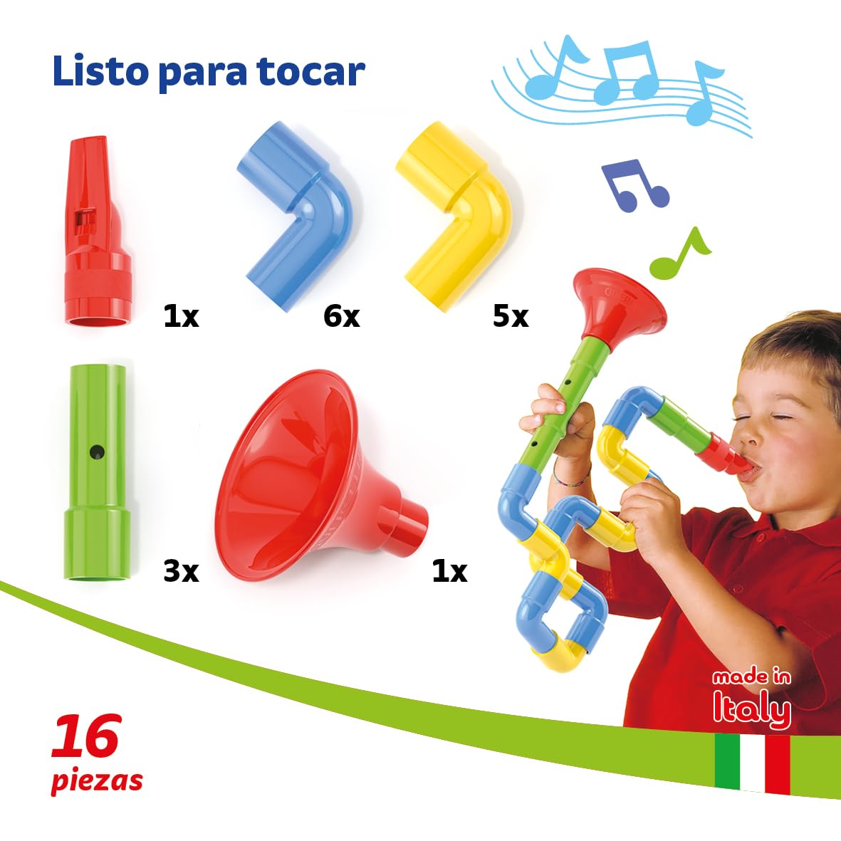 Quercetti Saxoflute, Juegos Musicales para Niños 2-4 años, Juego Creativo para Construir Instrumentos, Regalo Niña 4 Años Original Educativo, Juguetes Niños 2 Años, Juguete Musical Made in Italy