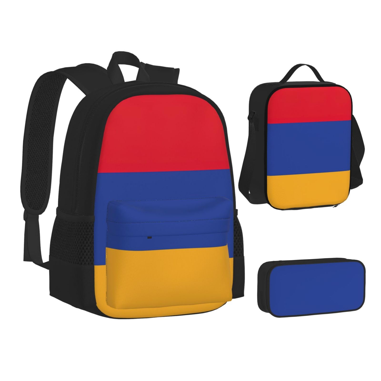 YHBLYKXP Flag of Armenia Backpack 3-Piece Casual Backpack Set (Backpack + Waist Bag + Small Pouch), Unisex Daypack