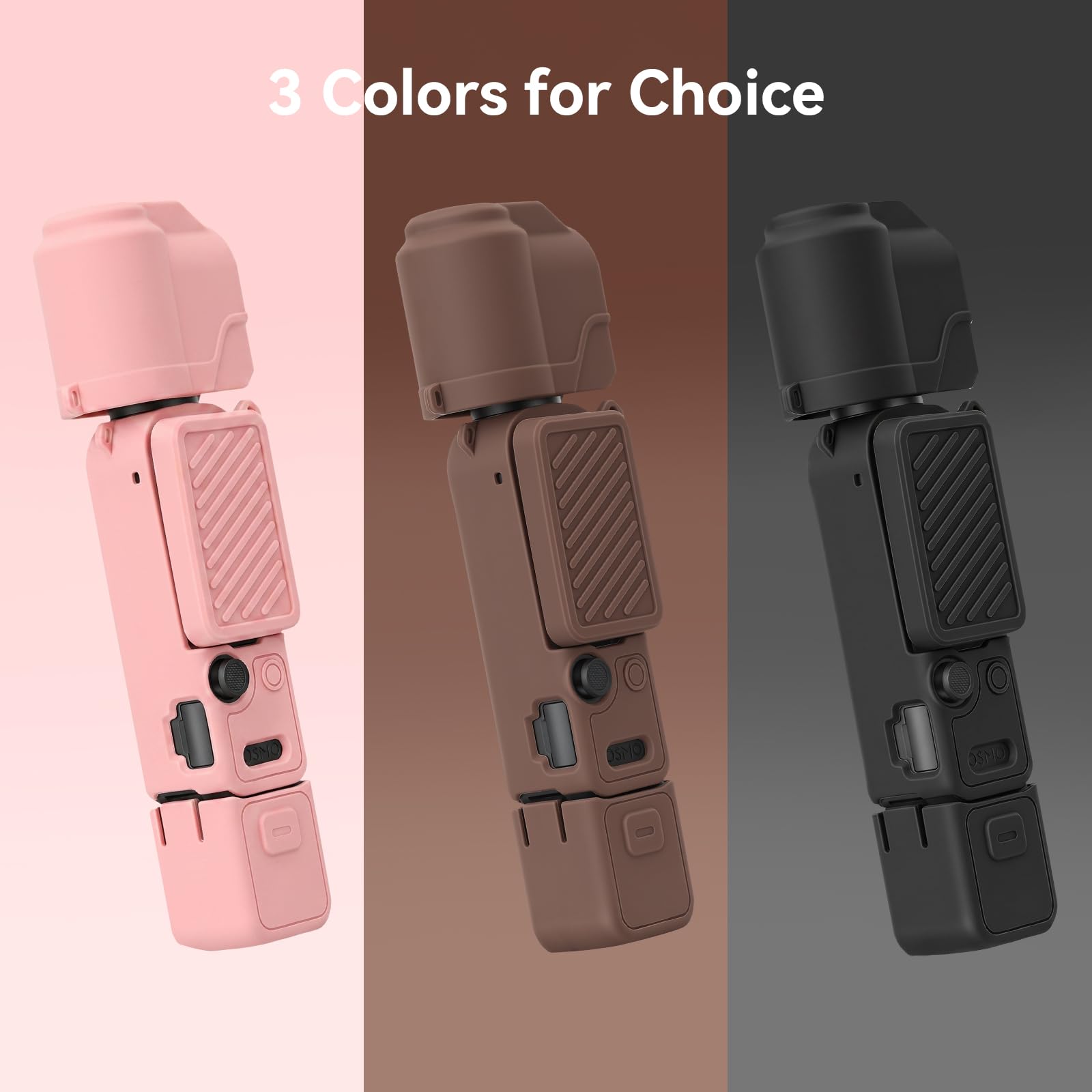 AMAZEAR Custodia Silicone per DJI OSMO Pocket 4, Pocket 4 Accessori Cover Protettiva Silicone Morbido Combo con Vetro Temperato Protezione Schermo Obiettivo, Supporto Silicone, marrone