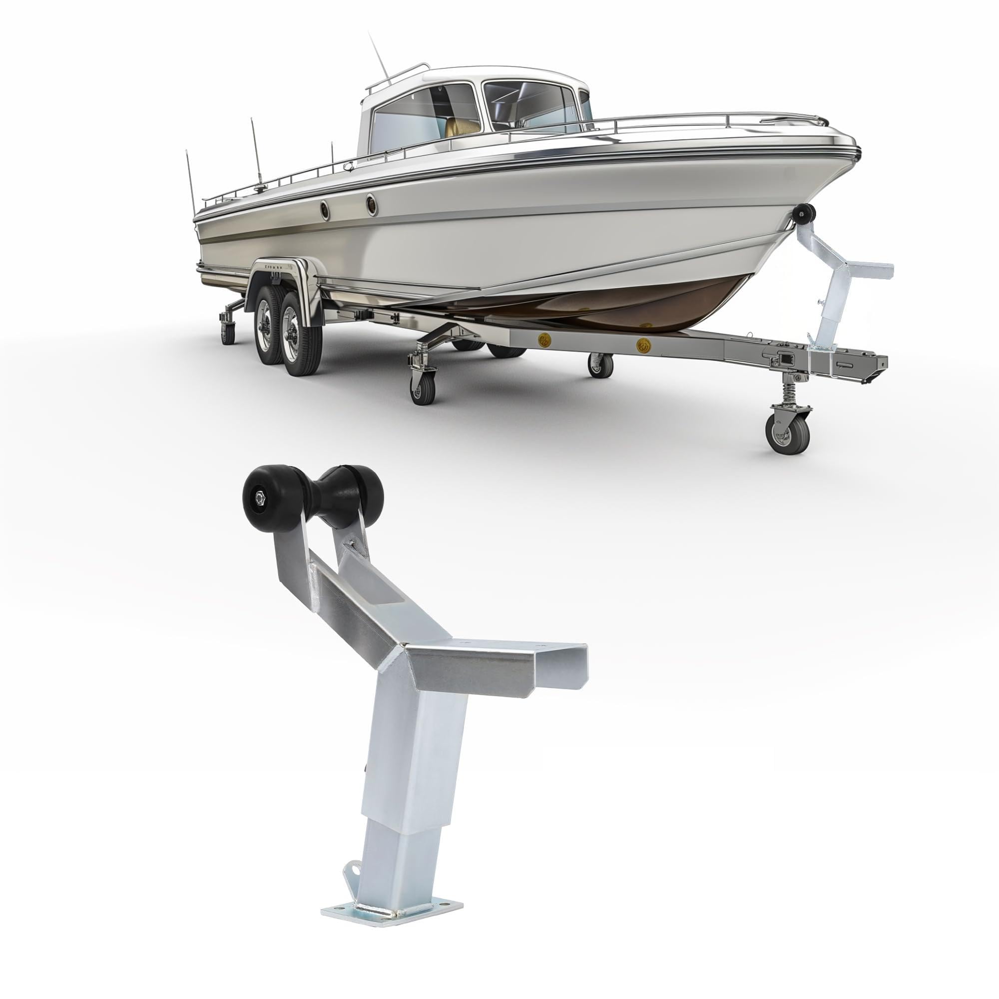 WUTIST Boat Trailer Winch Stand w/Trailer Rollers Height Adjustable Universal Boat Parts for Sailboats, Trailer, Jet Ski, Fishing Boats Steel Rubber Silvery Black Galvanized