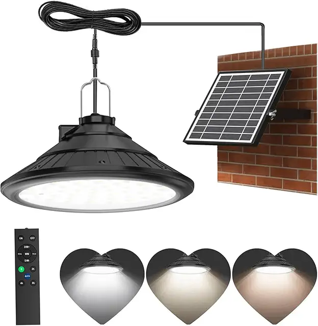Lámpara Solar Lixada IP66 con Mando a Distancia, 3 Temperaturas de Color y 4 Modos de Brillo