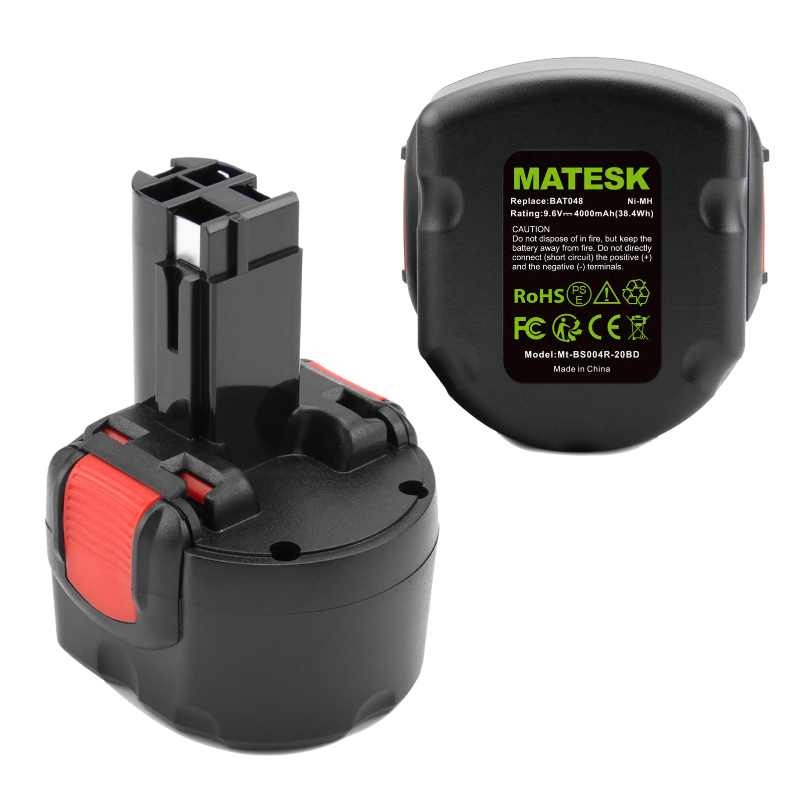 9,6 V 4000mAh BAT048 NI-MH Batteria per Bosch PSR 960, PSR960, 2607335273, 2 607 335 461, 2607335461 2607335037 2607335272, 2 607 335 260, 2 607 335 61 GSR 9.6VE-2 PSR 9.6VE-2 PRS 9.6 VE-2 (2 pezzi)