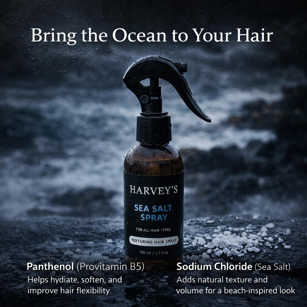 Harvey's Sea Salt Spray 150ml – Texturising Hair Spray, Adds Volume & Texture, Heat Protection, For All Hair Types