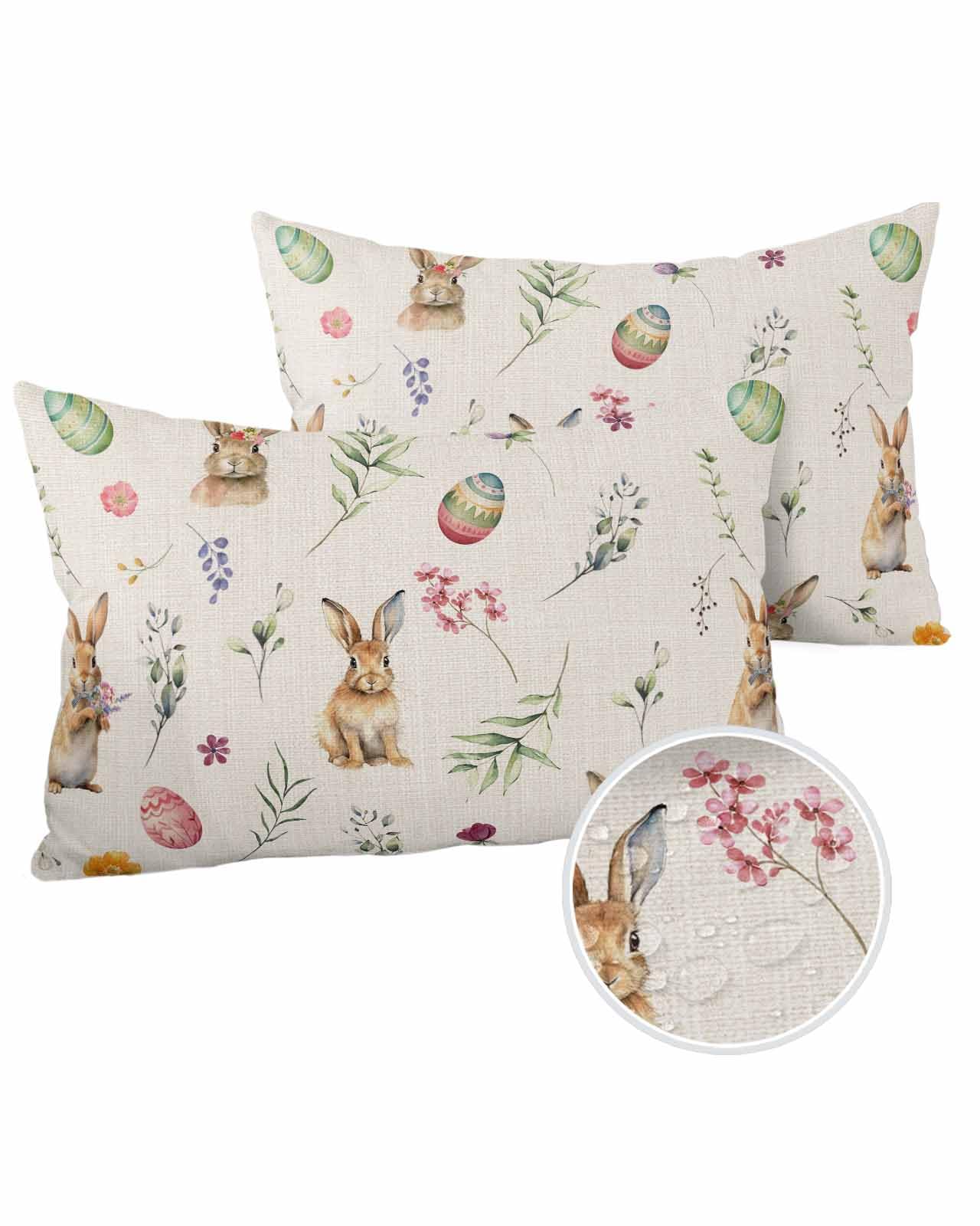 LEOKOTI Rustic Bunny Easter Outdoor Pillow Covers 20