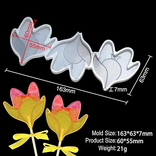 Miniatura 3 de mostsom Moldes de silicona para piruletas, moldes de silicona para piruletas de chocolate, con diseño de hojas, flores, dulces, sin palillos, 2