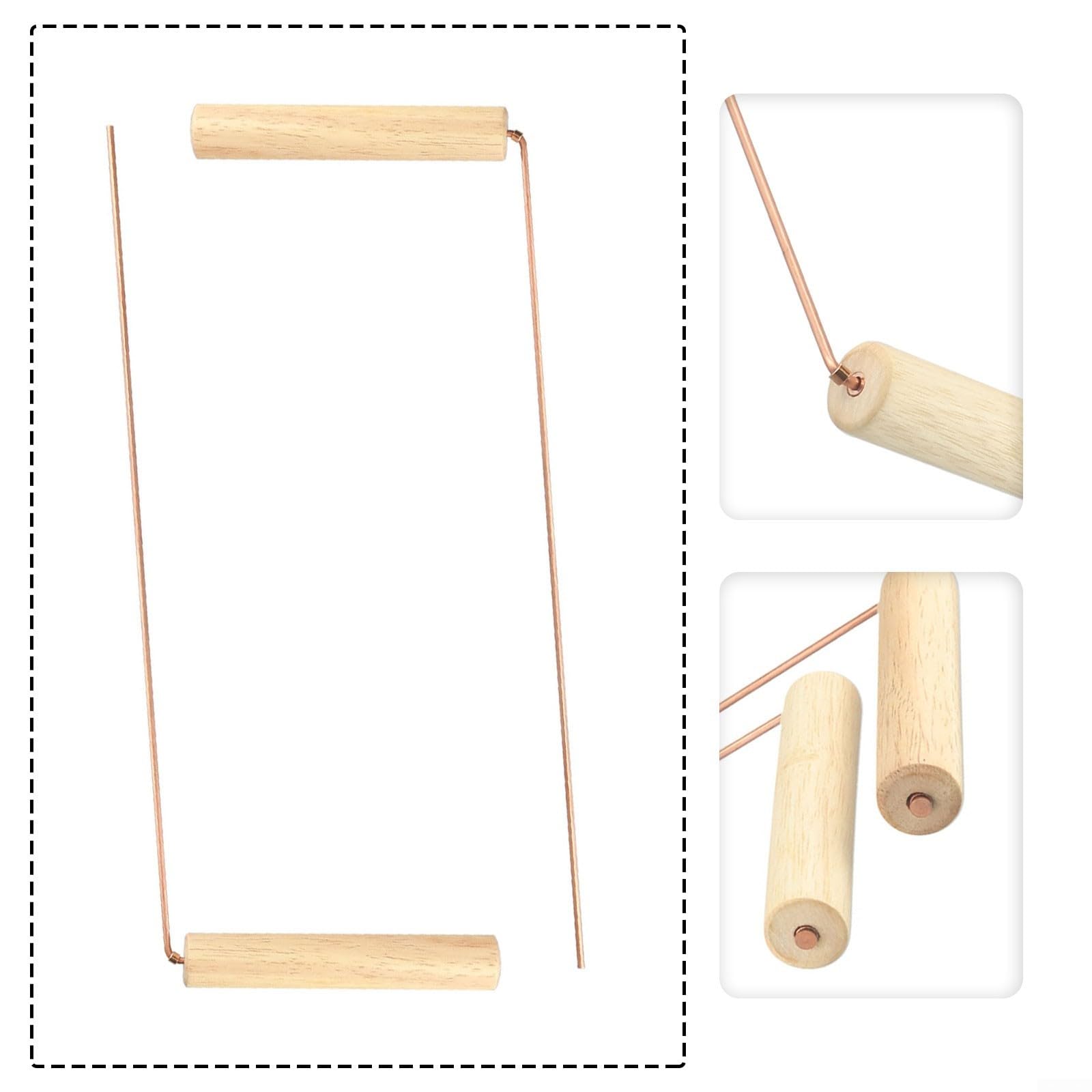 2PCS Dowsing Rods 99.9% Copper Divining Rod with Wood Handles for Divination Finding Water Water Rods