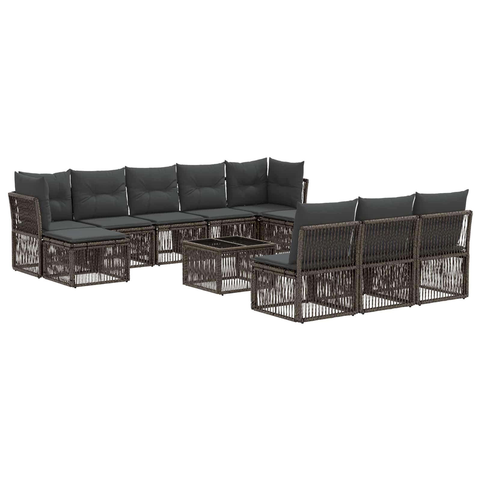 Garten-Sofa-Set, 11 Stück, grau, Polyrattan