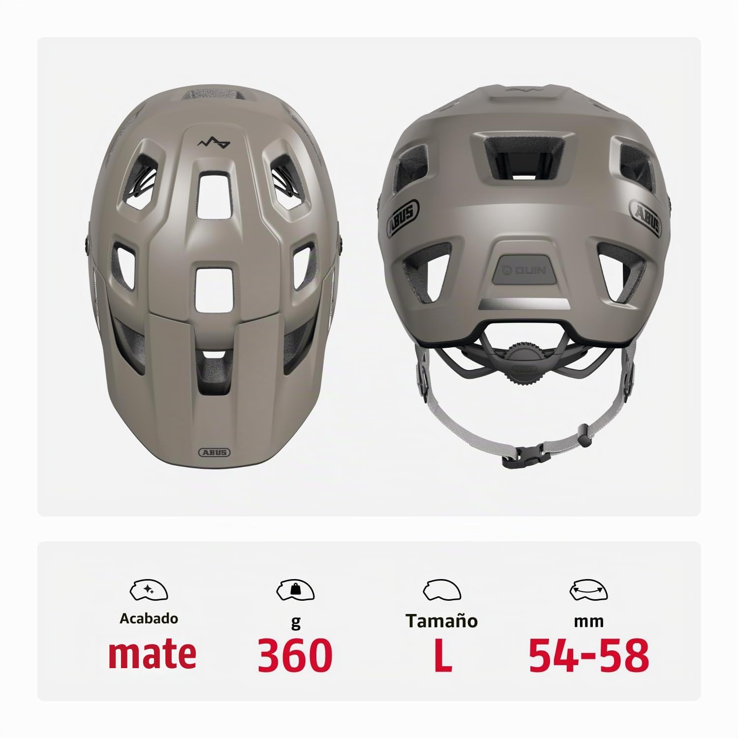 ABUS Casco MTB MoDrop para Bicicleta de Montaña, Gris, L