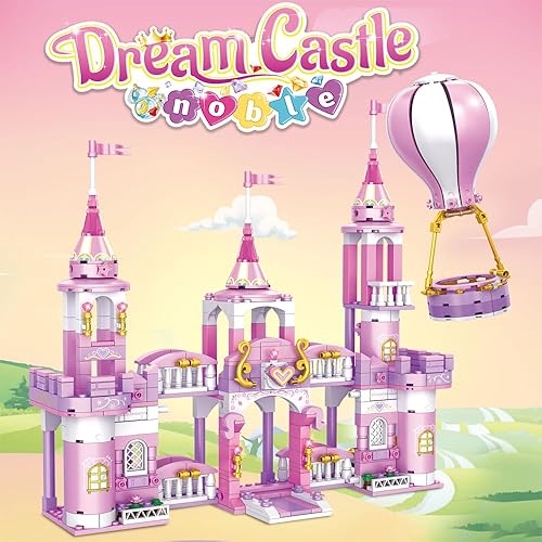 Miniatura 7 de Juguetes de bloques de construcción de castillo de princesa para niñas, 541 piezas, castillo multiforma, globo aerostático, juguetes para niñas,