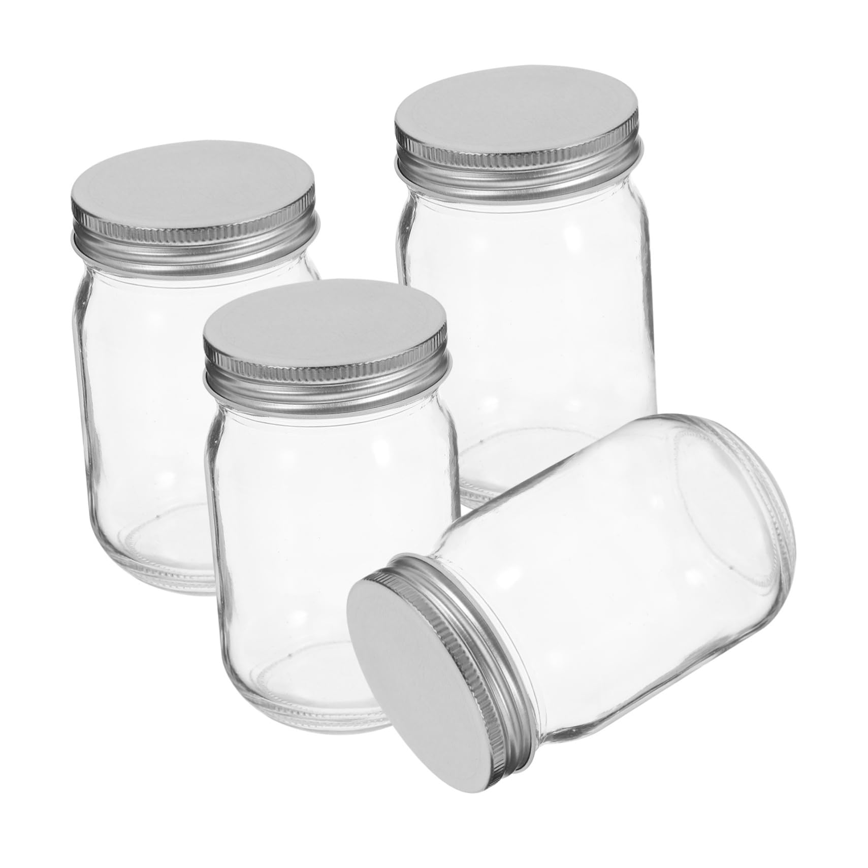 COLLBATH 4 Stück Einmachgläser 450ml aus Glas mit Deckel 380ml Fassungsvermögen Dicht Verschlossen Vielseitig für Marmelade Selbstgemacht und Partydeko