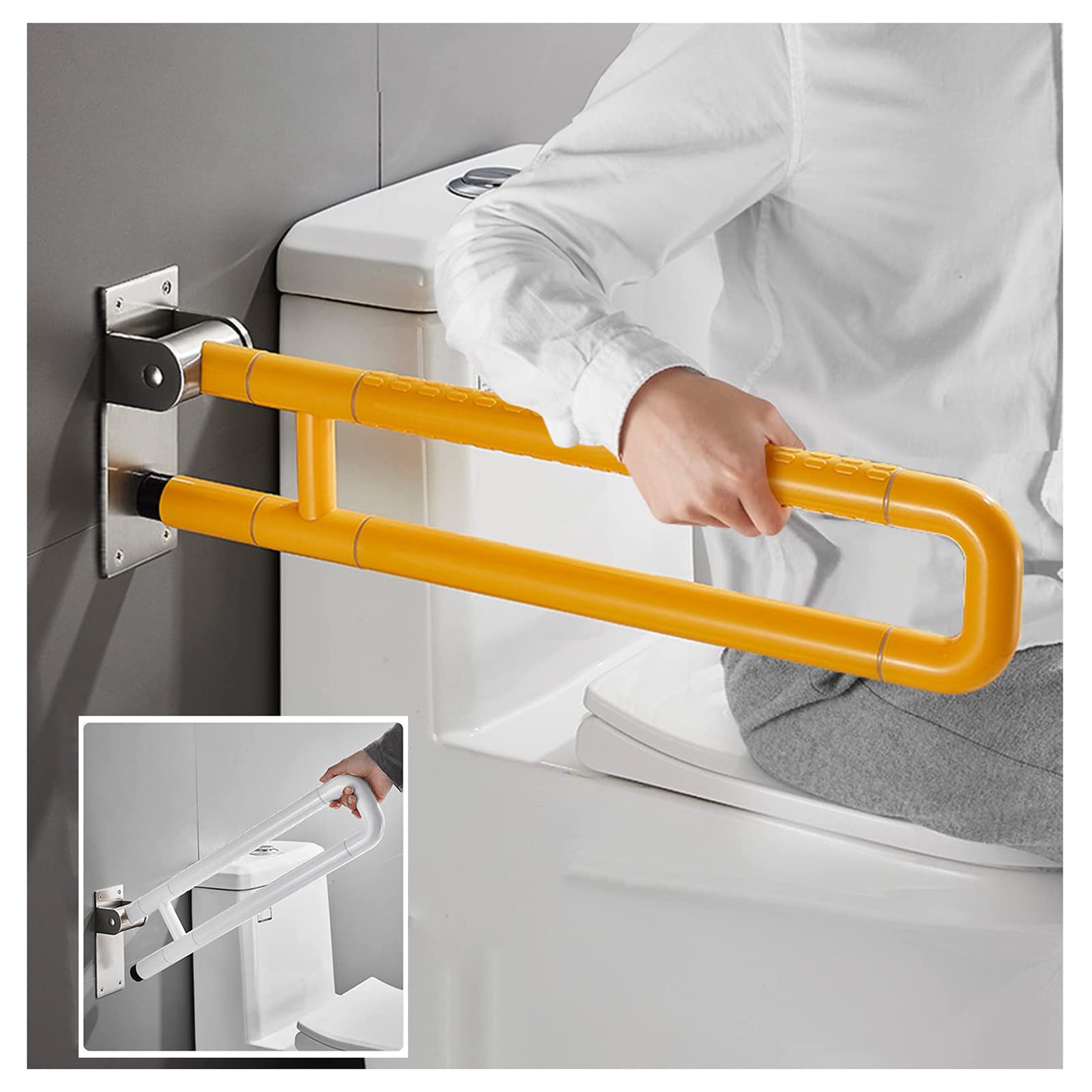 WDSOPK Safety Grab Bars Rails Folding Toilet Handrail Bathroom Support Toilet Aid Assist Grab Bar Wall Mounted Shower Rail for Disabled Pregnant Seniors,Orange,75cm（Orange-75cm）
