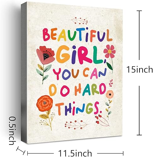 Miniatura 2 de Beautiful Girl You Can Do Amazing Things - Lienzo decorativo para pared, con citas inspiradoras, para decoración de pared de habitación de niños y