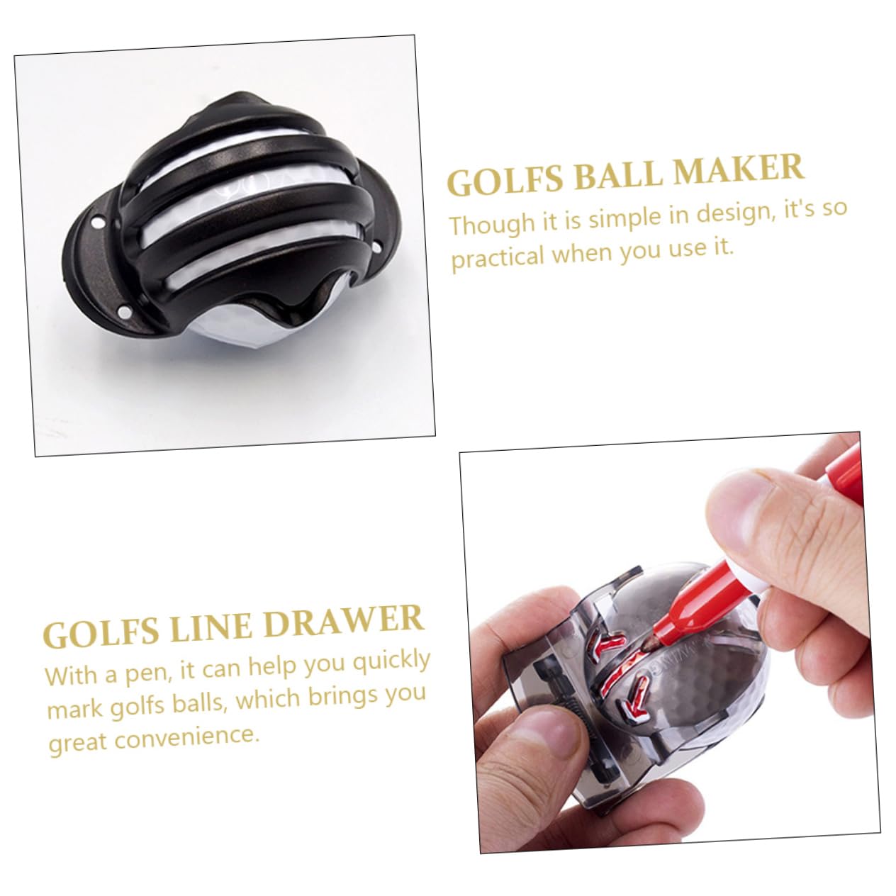 Abaodam Zeilenzeichnung Set Strichzeichnungsmarker Linienmarkierung Markierungsgolf Golfmarker Werkzeug Golf Liner Tool Golfball-Marker Golfzubehör Kit Stift malen Zufällige Farbe