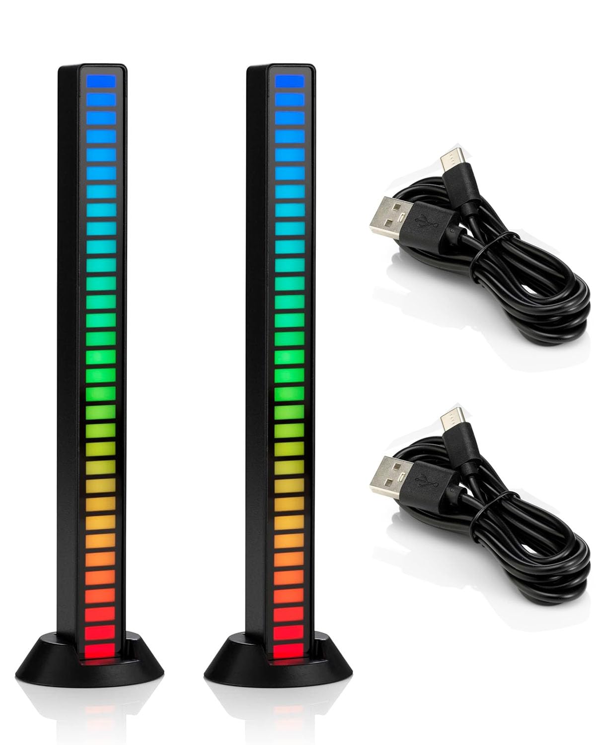 TobeBright Voice Activated LED Light Bar, Gaming LED Light Bar, RGB Music Rhythm Light, Wireless Rechargeable RGB Light bar - Noise Cancellation Perfect for Music, Gaming,Party, TV - 2 Pack