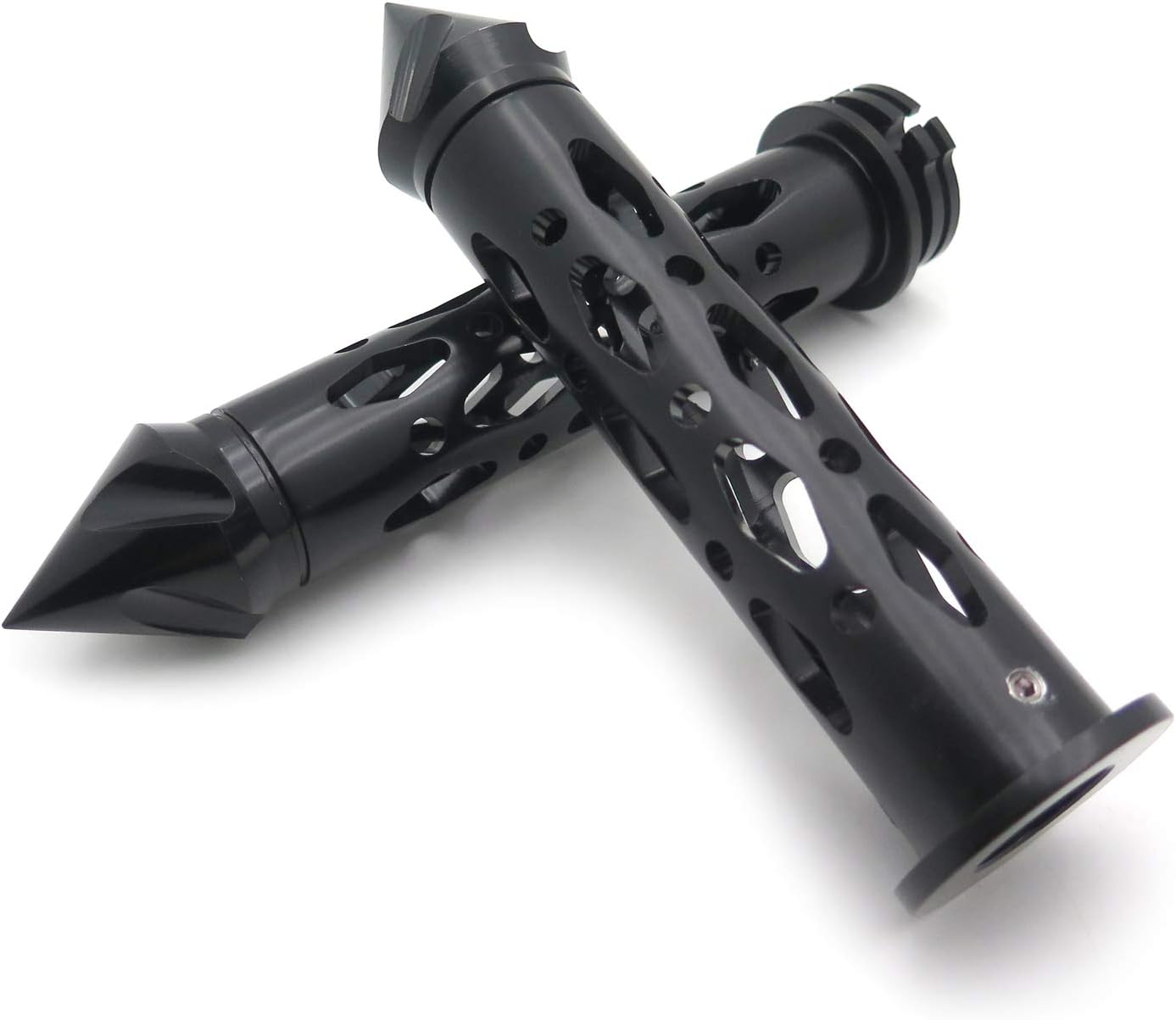 XKMT-Black CNC Billet 7/8" (22mm) Spike Bar Ends Hand Grips with throttle Compatible With Suzuki GSXR 600 750 1000 Hayabusa/FZR YZF 600 600R R1 R6 R6S All Models and Years [B018QJP4BQ]