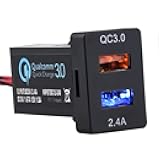 Cllena Dual USB Port Charger Socket Quick Charge 3.0 & 2.4A for Toyota