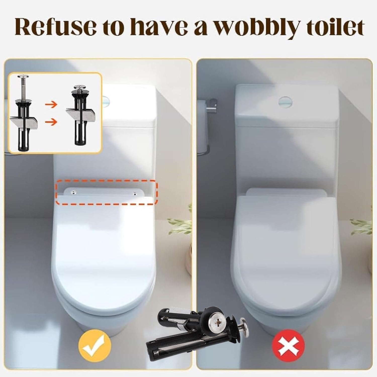 2 Set Heavy Duty Toilet Seat Fastener Bolt Kit, Universal Toilet Cover Maintenance Accessories - Image 4