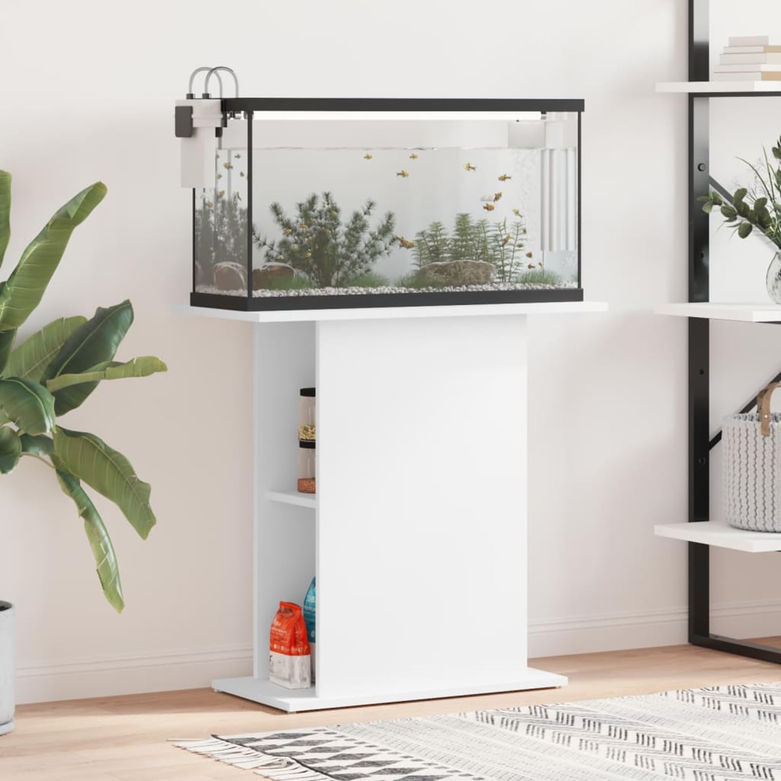 Rantry Aquariumständer Aquarium Unterschrank Aquarien Schrank, Aquarium Tisch mit Stabiler Oberplatte, Aquariumschrank für Sicheren Stand Weiß 75x36x72,5 cm Holzwerkstoff