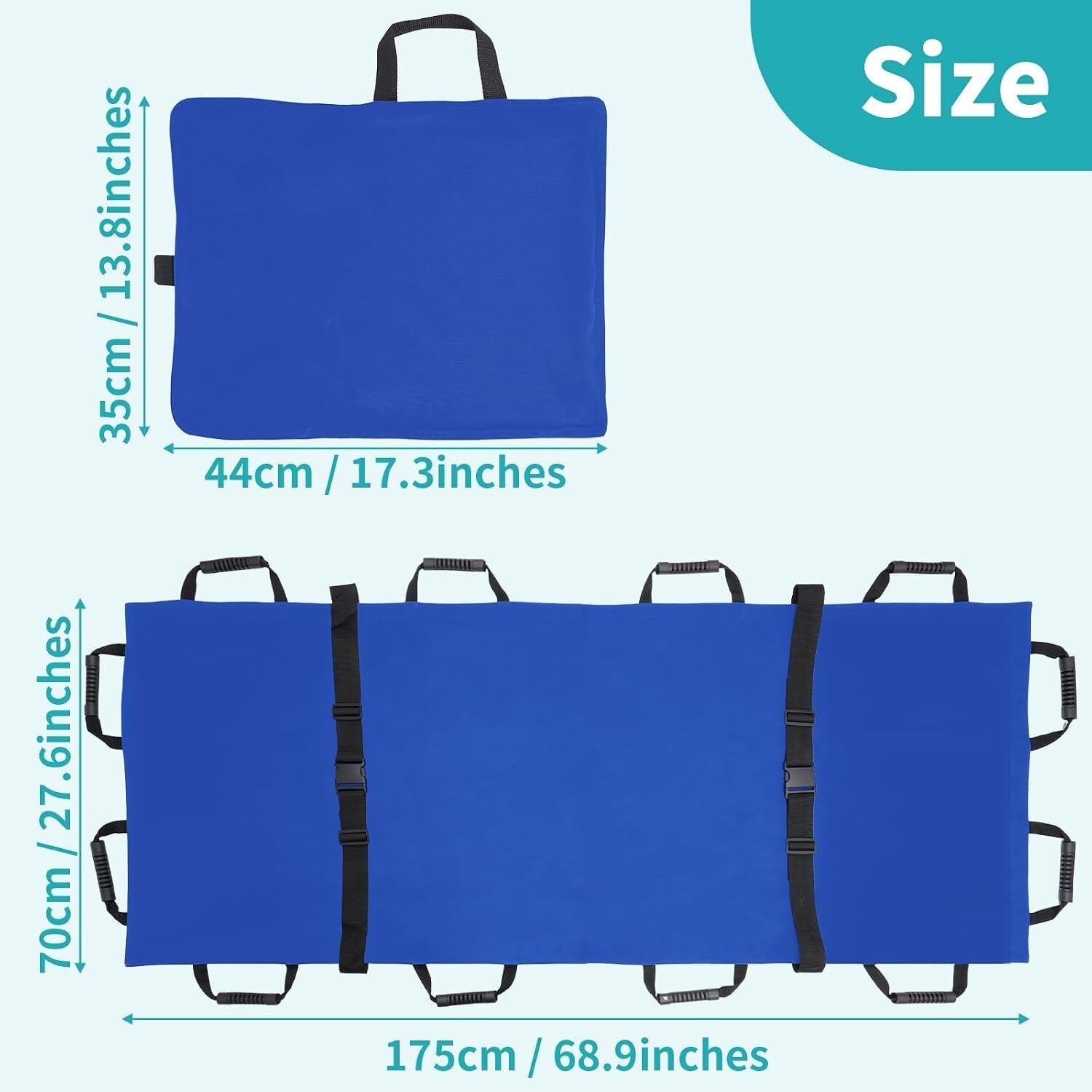Tragbare Transporttrage mit 12 Gummigriffen und Tragetasche – Hundetrage und Trage, geduldiger Tiertransporter for die Notfallevakuierung von Verletzten, 400 Pfund Kapazität(Blue,2pack)