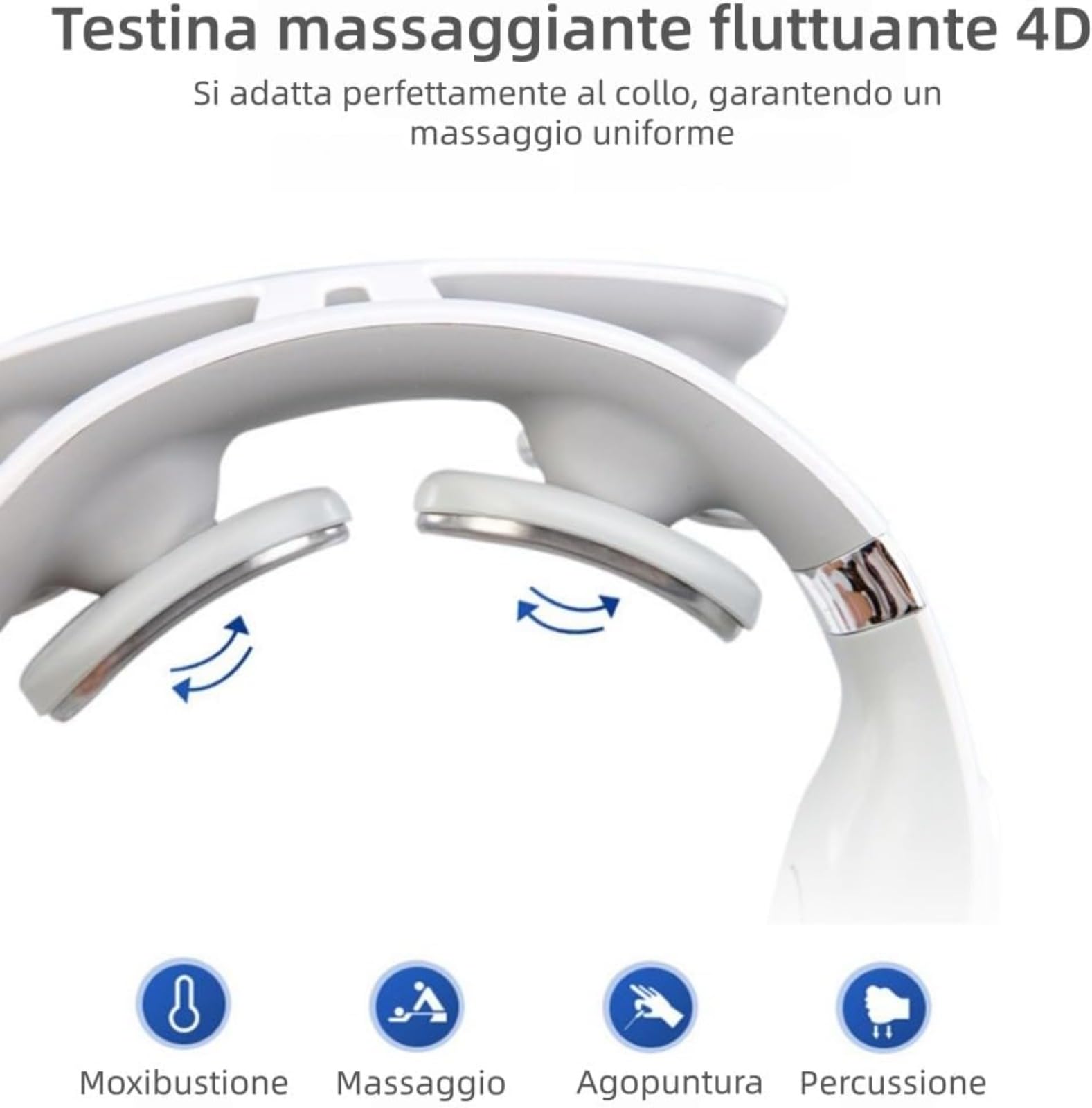Vertaline Cervirest Massaggiatore Elettrico Cervicale Collo - 4 Teste, Ricarica USB, Riscaldamento, per Domestico, Ufficio