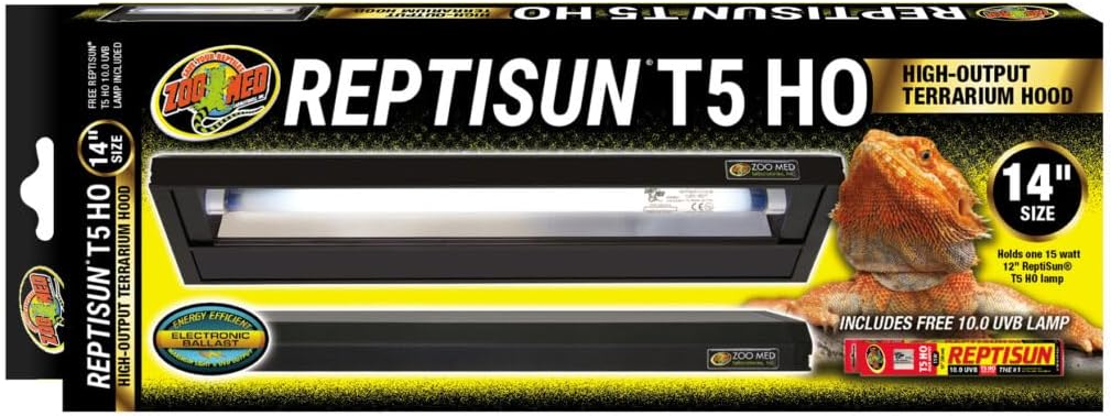 Zoo Med ReptiSun T5 HO Terrarium Hood with 10.0 Bulb 14" L