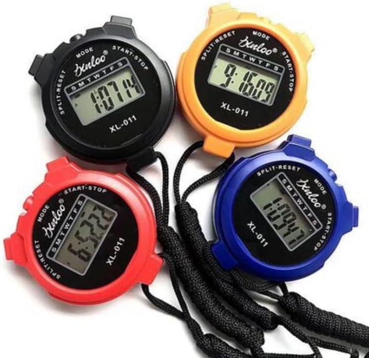 8Pcs Sports Stopwatch Timer, Multi-Function Waterproof Sport Digital Stopwatch Large Display with Date Time and Alarm Function Shockproof Sport Stopwatch for Swimming Running Sports Training (4 Color)