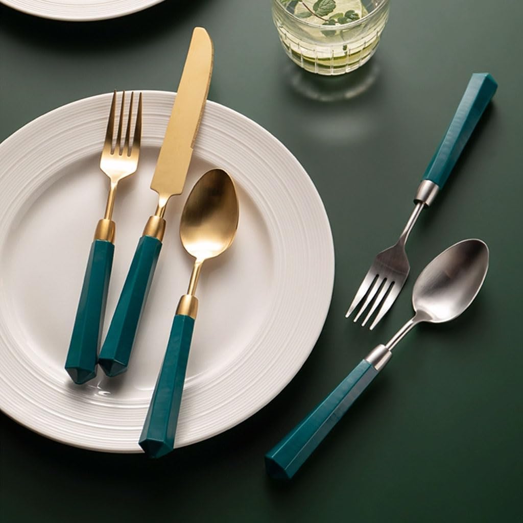 Rieort Couteau Fourchette cuillère 3 pièces Ensemble de Couverts en Acier Inoxydable Ensemble d'argenterie Ensemble de Vaisselle Occidentale Steak Ensemble de Vaisselle Portable