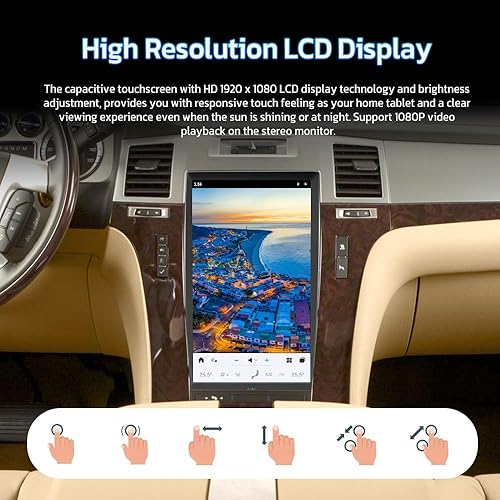 Miniatura 7 de 13.6 pulgadas Qualcomm Snapdragon Android Car Radio para Cadillac Escalade 2007 2008 2009 2010 2011 2012 2013 2014 Auto estéreo reemplazo