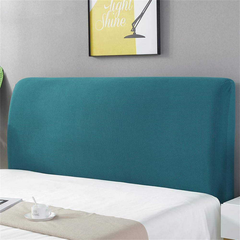Hearda Jacquard Elastic Bed Headboard Cover, Solid Color Dustproof Protector Cover, Headboard Slipcover for Single Small Double King Size Bed All-inclusive Bed Head Cover (Aqua,180cm)