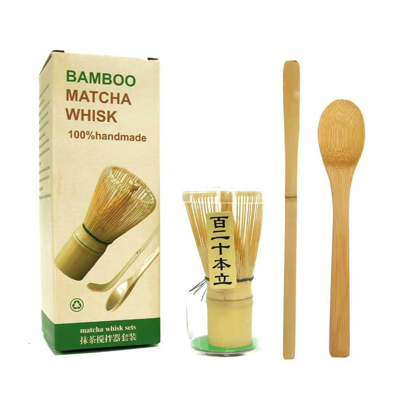 Matcha Whisk Set - With Bamboo Whisk and Tea Spoon (Chasen) & Traditional Scoop – Traditional Japanese Matcha Making Kit for Green Tea Ceremony, Handcrafted 100% Natural Bamboo Tools