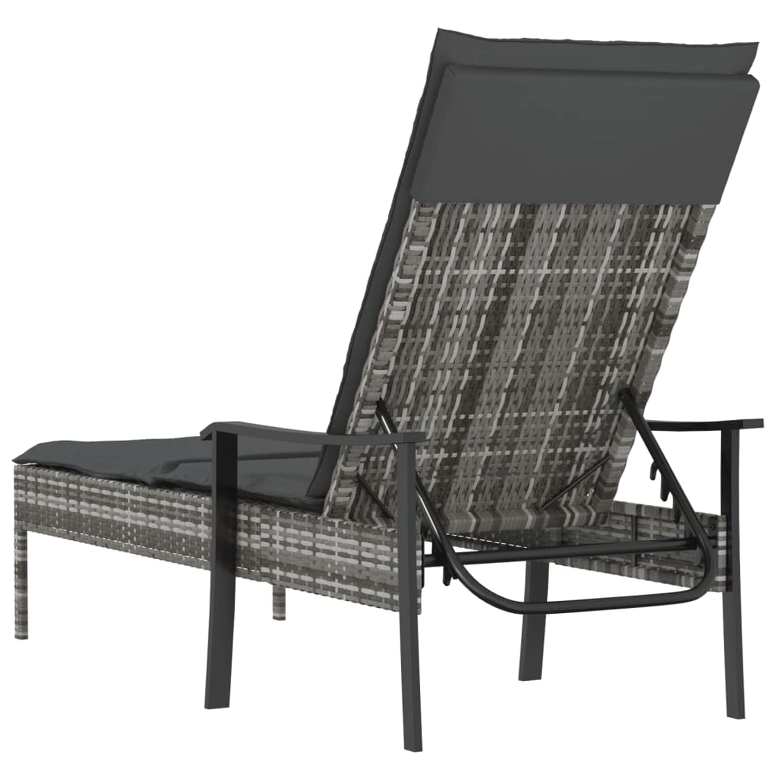 Gecheer Tumbona de Ratan Sintético Gris con Cojín - 5 Posiciones, 198x66x64/98 cm, 110 kg, para Exterior