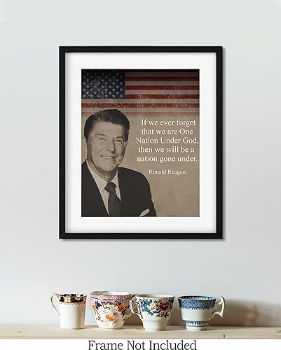 Miniatura 7 de Govivo Ronald Reagan Historic Quote - Impresión artística de decoración de pared del presidente patriótico estadounidense, obra de arte sin marco