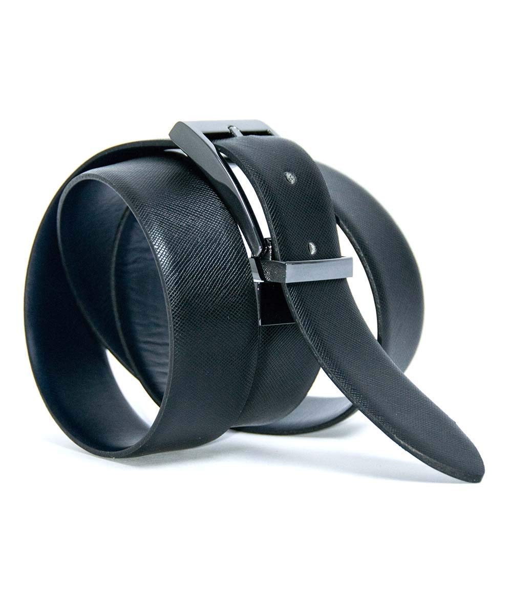 LLoyd Herren Leder Gürtel Wendegürtel bombiert schwarz - blau kürzbar 35mm Ledergürtel , Schwarz/Blau , 95