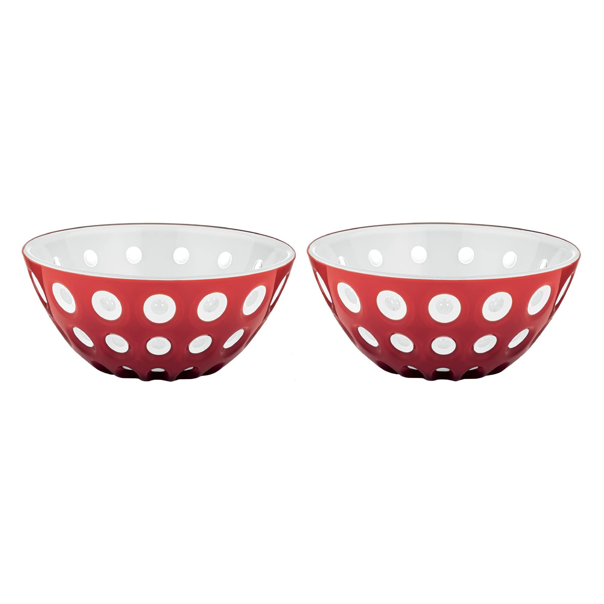 Guzzini Le Murrine 4.7" Bowl (Set of 2) - Red & White - 3 Color Technology, Chip Resistant & Unbreakable, Reusable, BPA-Free, Cereal, Soup, Fruits - Mixing Bowl for Kitchen Ingredients
