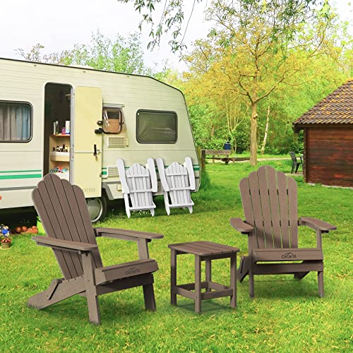 Cecarol Folding Adirondack Chair, Weather Resistant Poly Lumber Patio Chair, Lawn Chair, Outdoor Adirondack Chair For Fire Pit, Deck Garden,Backyard Deck, Coffee-Tfc4 #TOP6