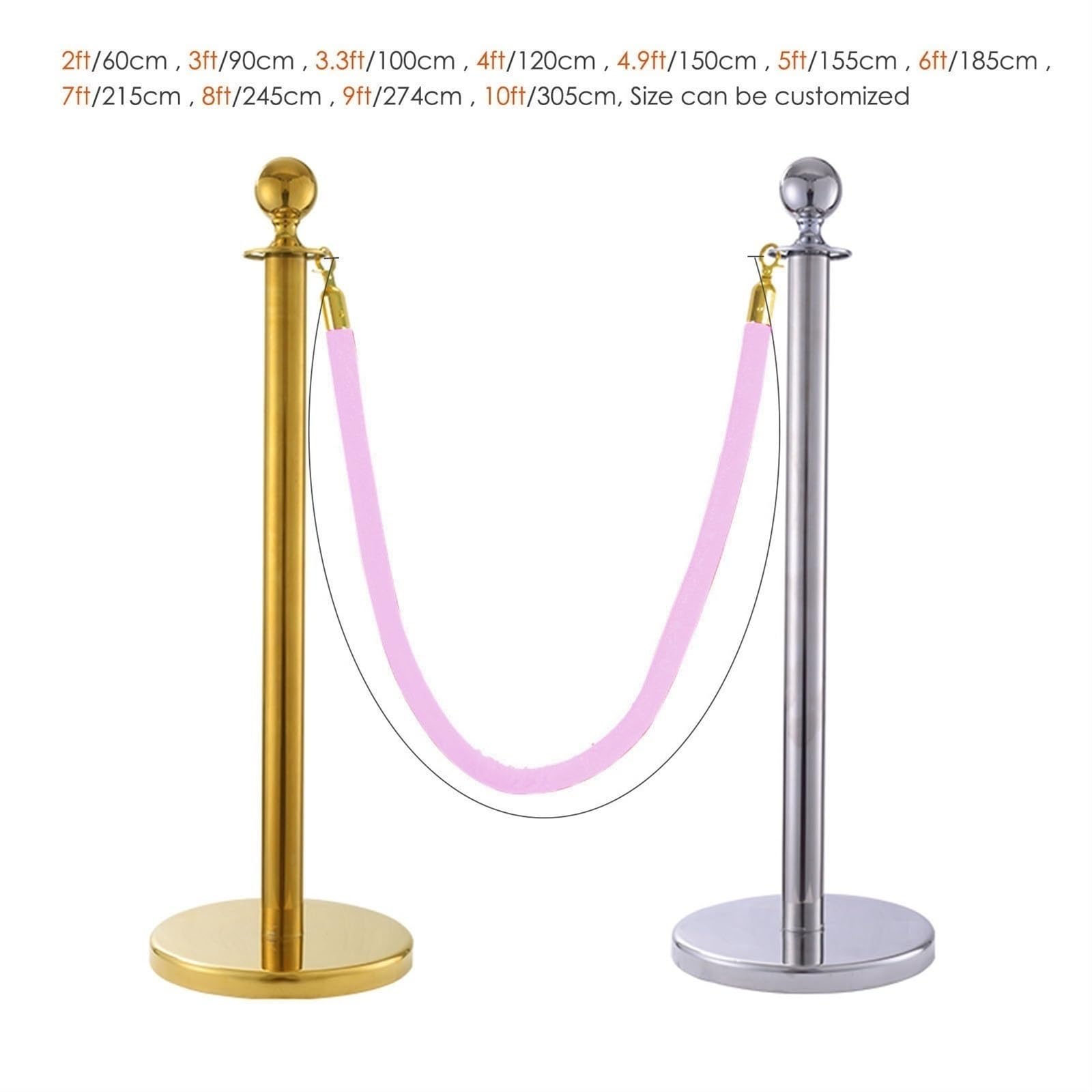 Velvet Party Ropes Pink Velvet Stanchion Ropes 4-Pack 5 Feet | Gold ...