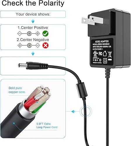 Miniatura 7 de Fuente de alimentación de 24 V CC, adaptador de 24 V CACC, cable de alimentación CC para tira de luz LED, cámara CCTV, altavoz Bluetooth, lámpara de