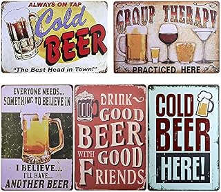 TIE-DailyNec 5 Pcs Metal Tin Sign Vintage Wall Plaque Poster, Bar Signs for Home Bar Kitchen Diner Bar Pub, 30 x 20 cm