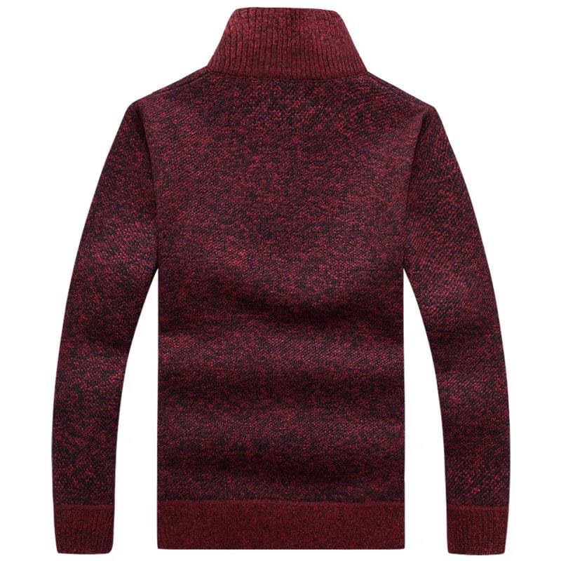 Men's Thick Warm Knitted Pullover Solid Long Sleeve High Neck Half Zipper Sweaters4