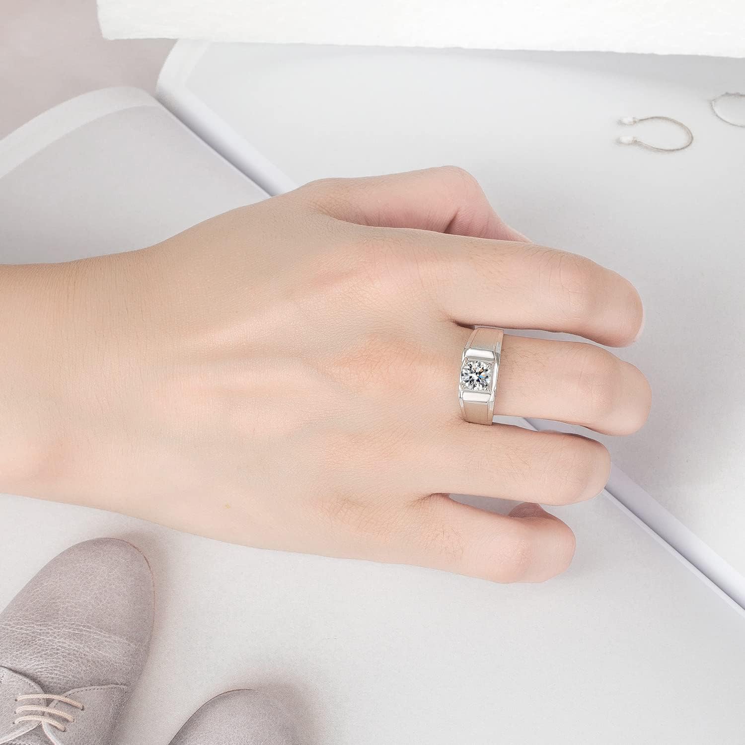 H&Beautimer Noble Women's 925 Sterling Silver Ring AAAAA CZ Zircon Inlaid Wedding Rings US Size 6,7,8,9,10,11,12# Unisex Jewelry Italian Handmade