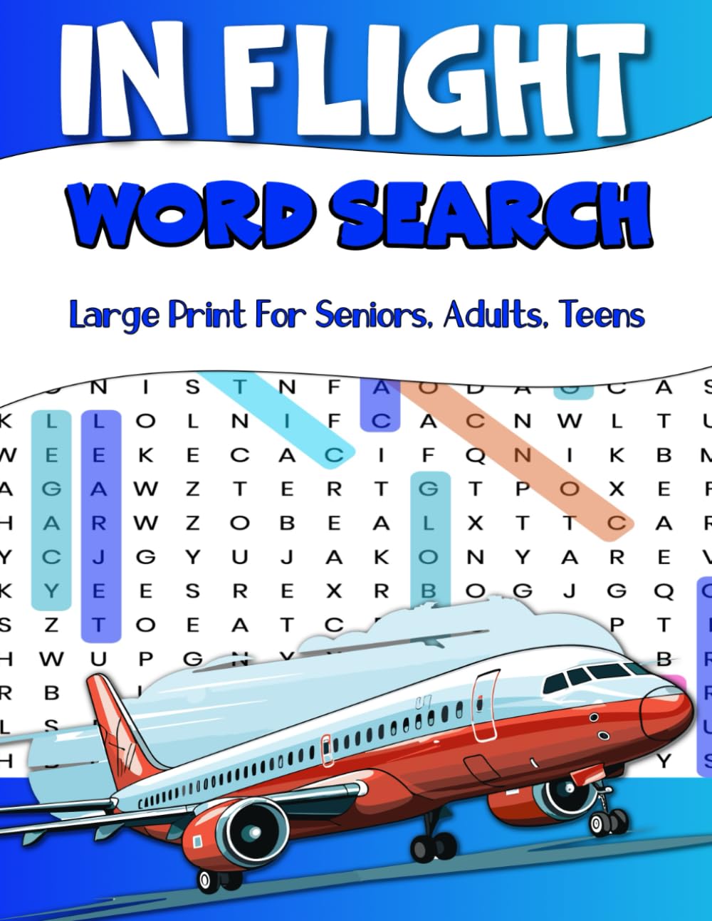 In Flight Word Search: Large Print For Seniors, Adults, Teens, | Airplane themed word search, matching and scramble puzzles