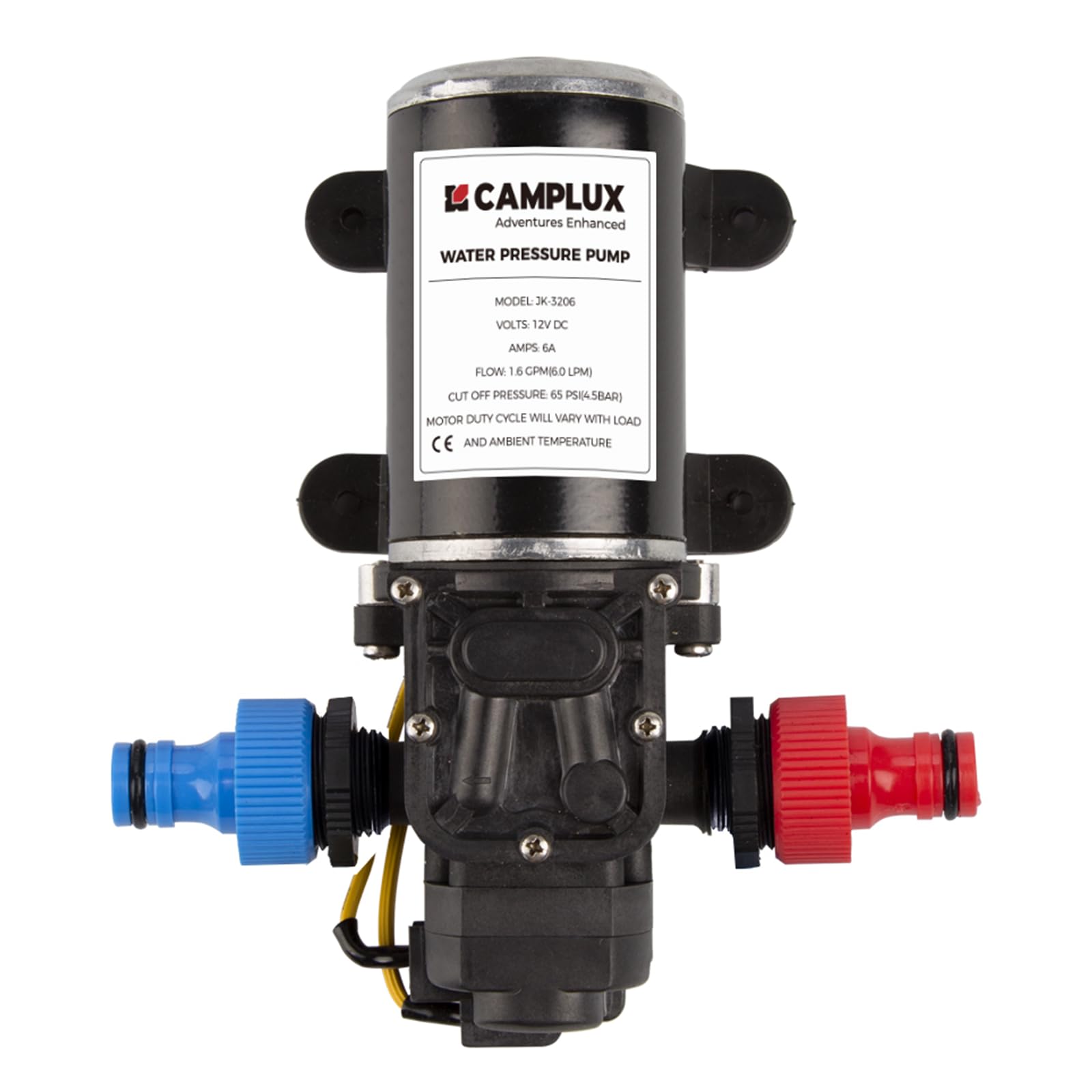 CAMPLUX Water Pump 6L/Min, DC 12V, 4.5 Bar (65 PSI) High Pressure Diaphragm Pump for Caravan/Boat/Gas Hot Water System