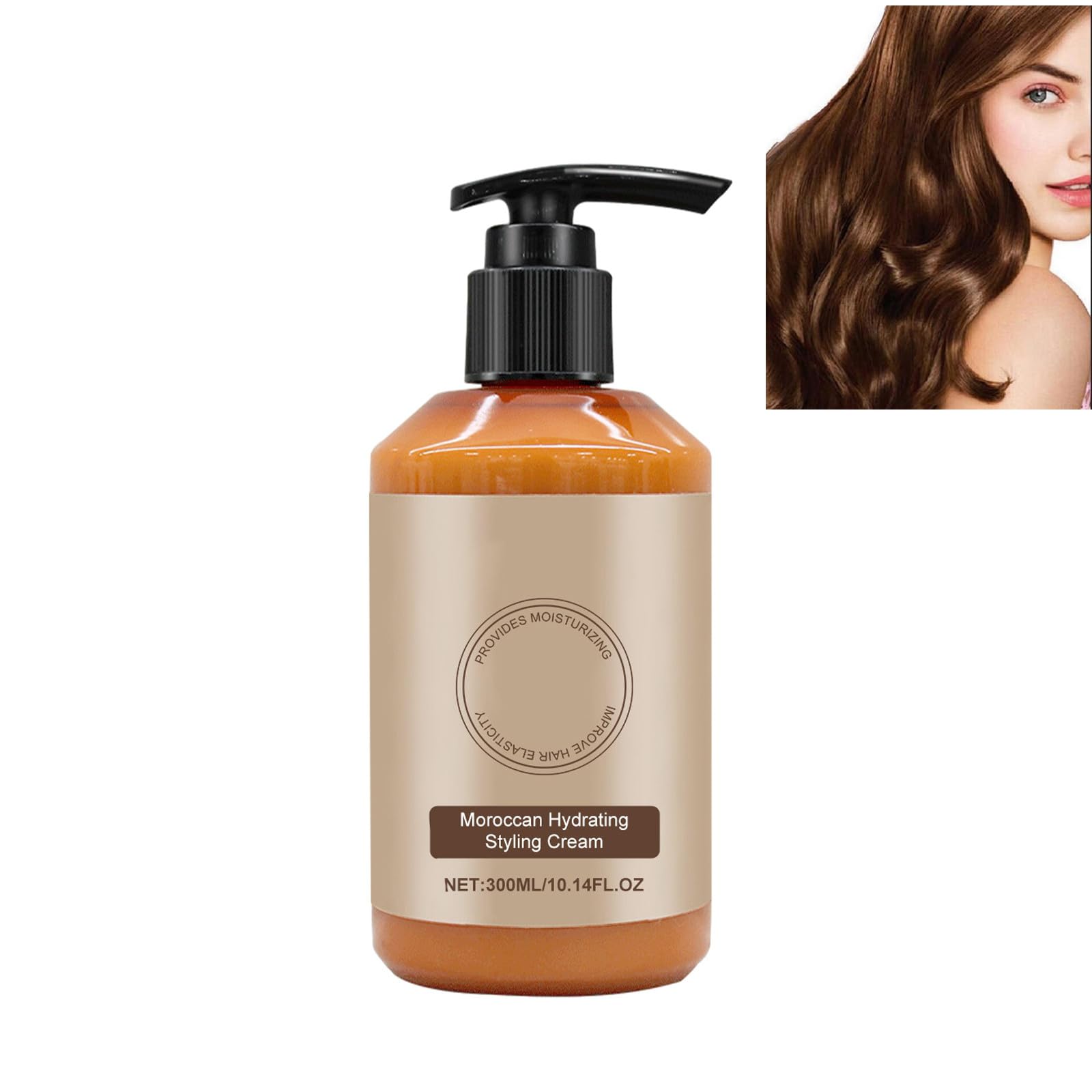 Long-Lasting Styling Moroccan Volume Moisturizing Elasticity, 300g Moroccan Plumping Curl Defining Cream, Morocco Moisture Styling Elastin for Curly Hair Care 300ml