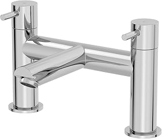 Malmo Bathroom Bath Filler Mixer Tap Deck Mounted Round Twin Lever Handle for Bathtub Modern, Chrome