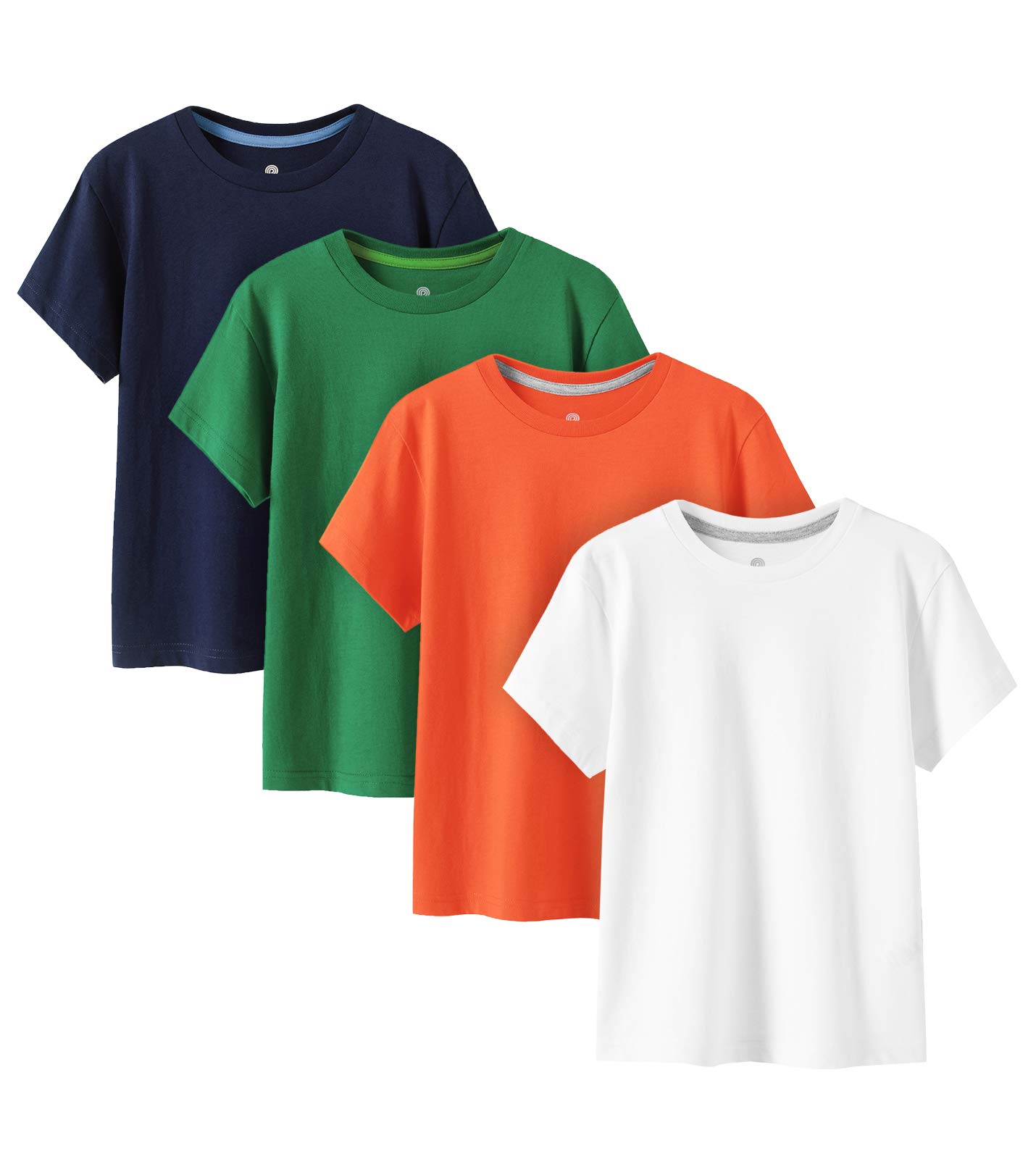 LAPASA Pacco da 4 T-Shirt 100% Cotone Bambini e Ragazzi Unisex K01 - Abbigliamento Estivo Magliette Manica Corta Colori Assortiti Tinta Unica Fantasie